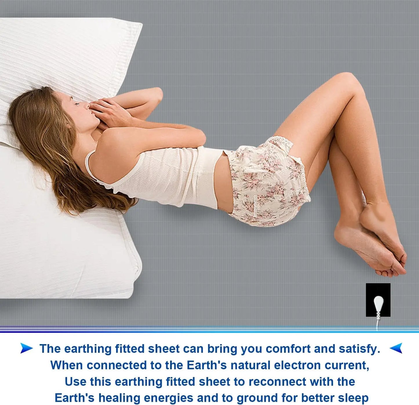 Earthing 138*190*30cm fitted sheet Organic cotton with Conductive silver fiber Grounding bed sheet for Nature Wellness