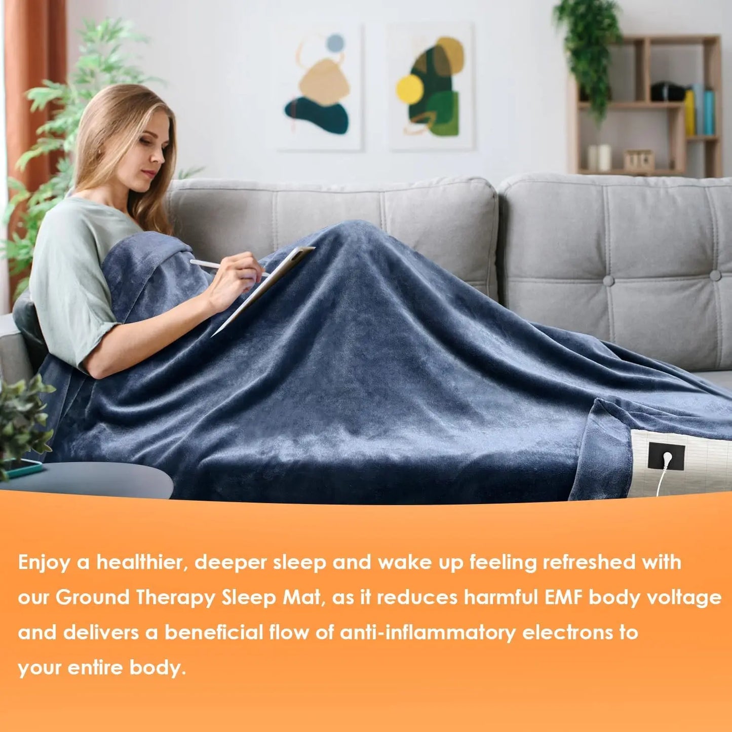 Grounding blanket conductive silver fiber Earthing bed sheet grounded Throw kit blanket for Better sleep well healthy