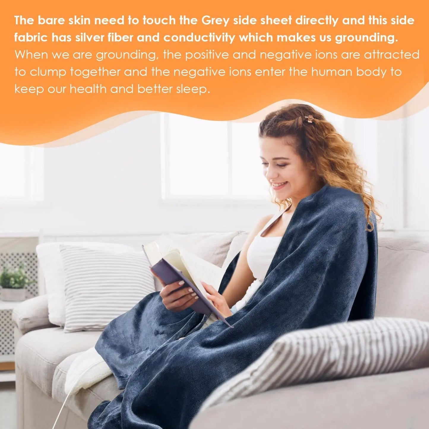 Grounding blanket conductive silver fiber Earthing bed sheet grounded Throw kit blanket for Better sleep well healthy