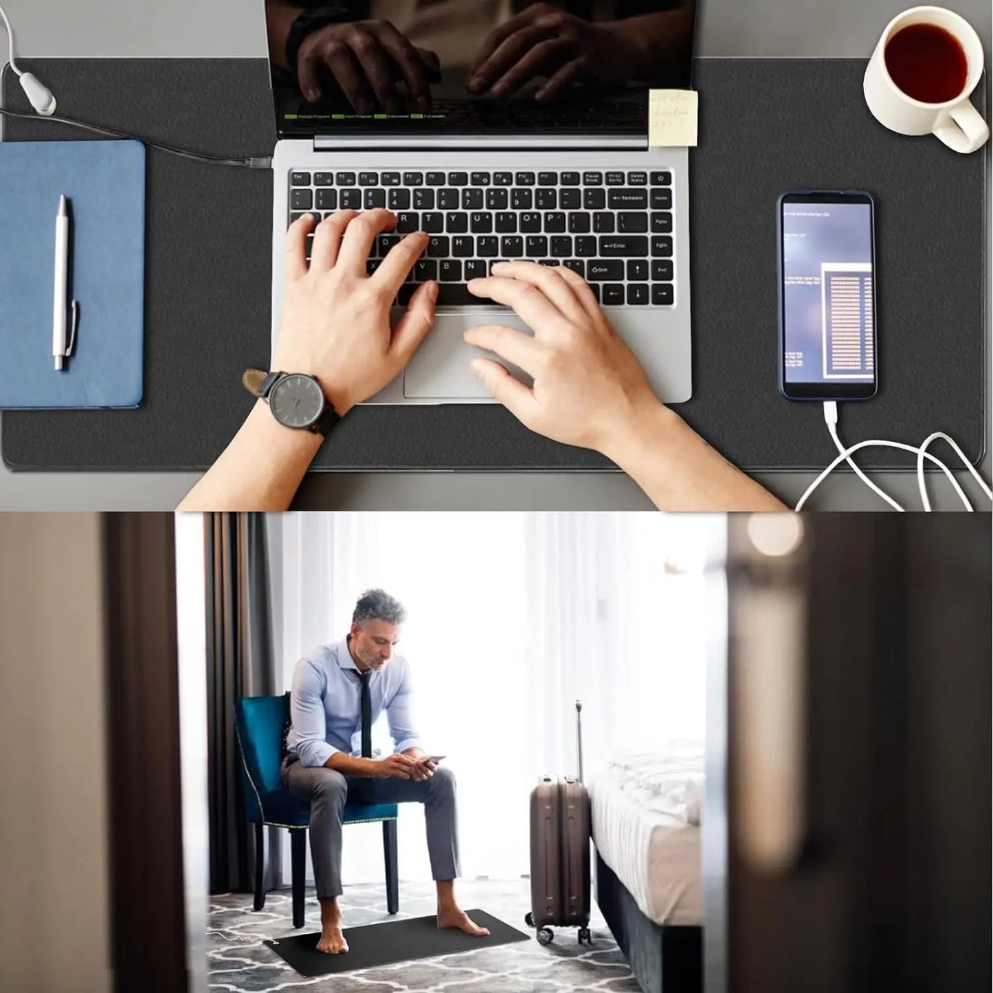 Grounding 25*68cm Rubber Leather mat Earthing sleep mat computer mouse pad Grounding desk mat for Better sleep health