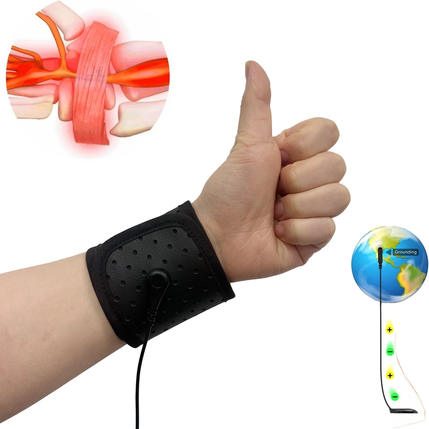 Earthing Wristband Premium Grounding Therapy PU Wrist Strap for Better Sleeping Anti-static Conductive Material Improve Health