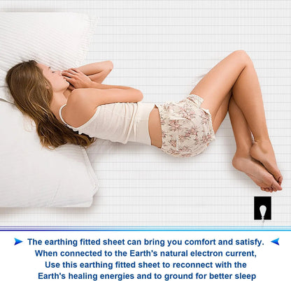 Earthing 138*190*30cm fitted sheet Organic cotton with Conductive silver fiber Grounding bed sheet for Nature Wellness