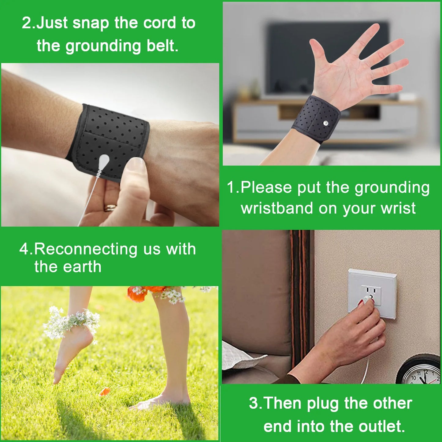 Earthing Wristband Premium Grounding Therapy PU Wrist Strap for Better Sleeping Anti-static Conductive Material Improve Health