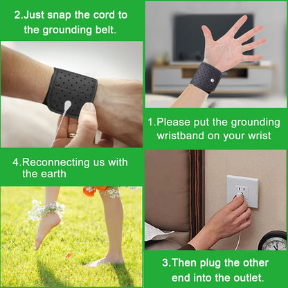 Earthing Wristband Premium Grounding Therapy PU Wrist Strap for Better Sleeping Anti-static Conductive Material Improve Health