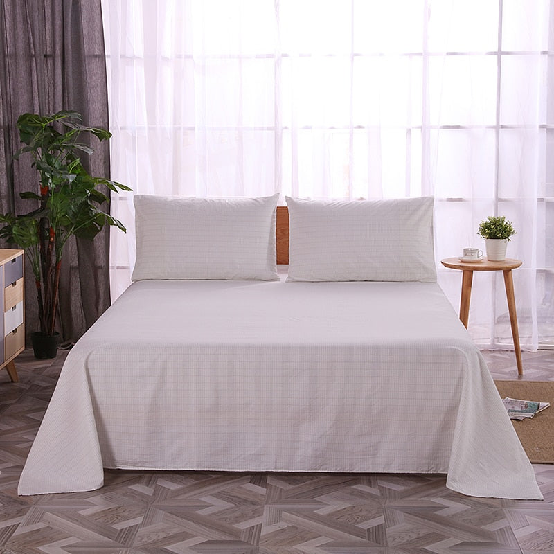 EARTHING Flat Sheet with 2 Pillow Cases White Color Nature Cotton Grounding Kit