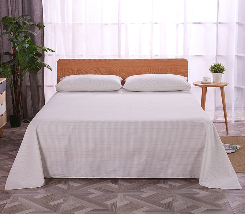 Earthing Flat Sheet White Color Nature Cotton Pure Silver Grounding for Better Sleep